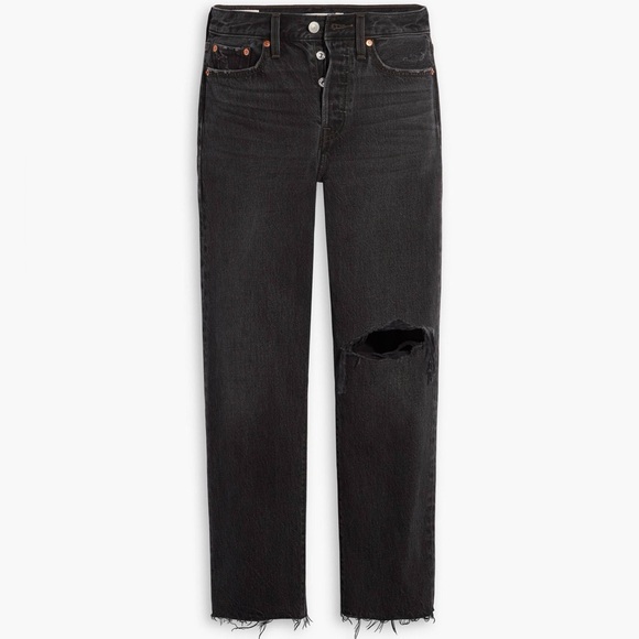 Levi's Wedgie Straight Black Denim Jeans - Picture 4 of 8